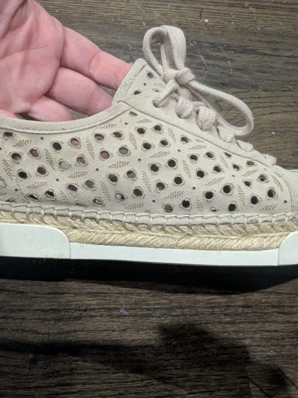 Vince Camuto Perforated Lace-Up Sneakers - Beige